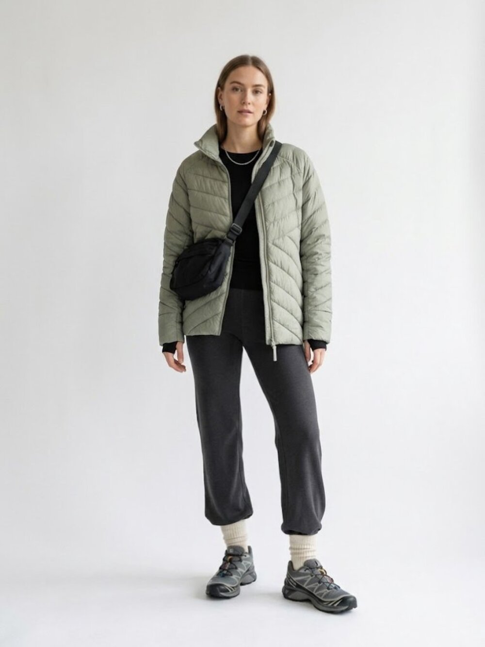 H&M Move Sage Green Lightweight Quilted Packable Jacket XL